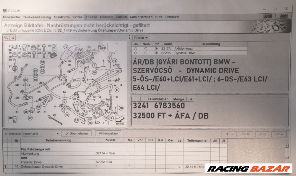 ÁR/DB [GYÁRI BONTOTT] BMW - SZERVÓCSŐ - DYNAMIC DRIVE - 5-ÖS -/ E60+LCI / E61+LCI/ ; 6-OS -/E63 LCI / E64 LCI/ - |3241 6783560| 3. kép
